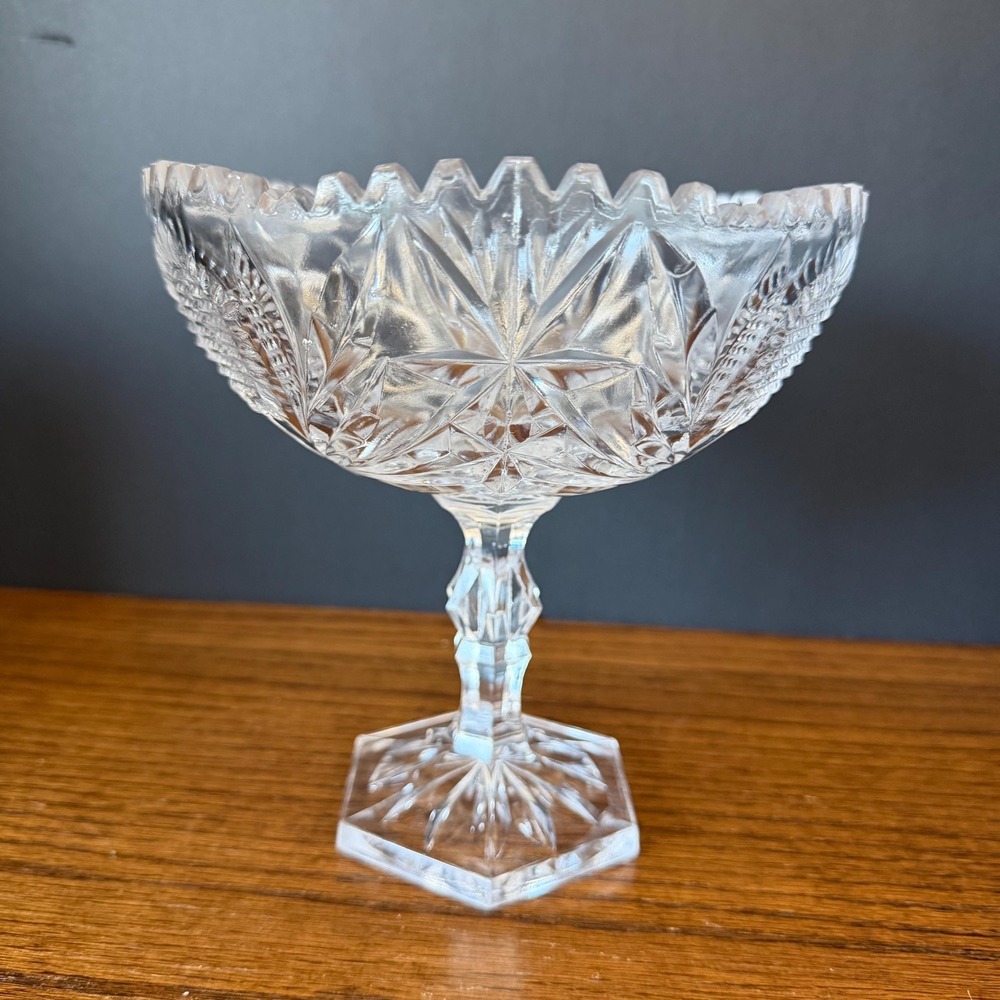 Antique American Brilliant‎ Period (ABP) Cut Glass Pedestal Bowl